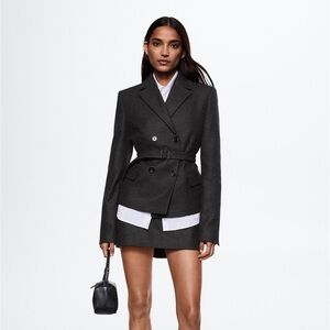 XS Grey Wool blazer with belt